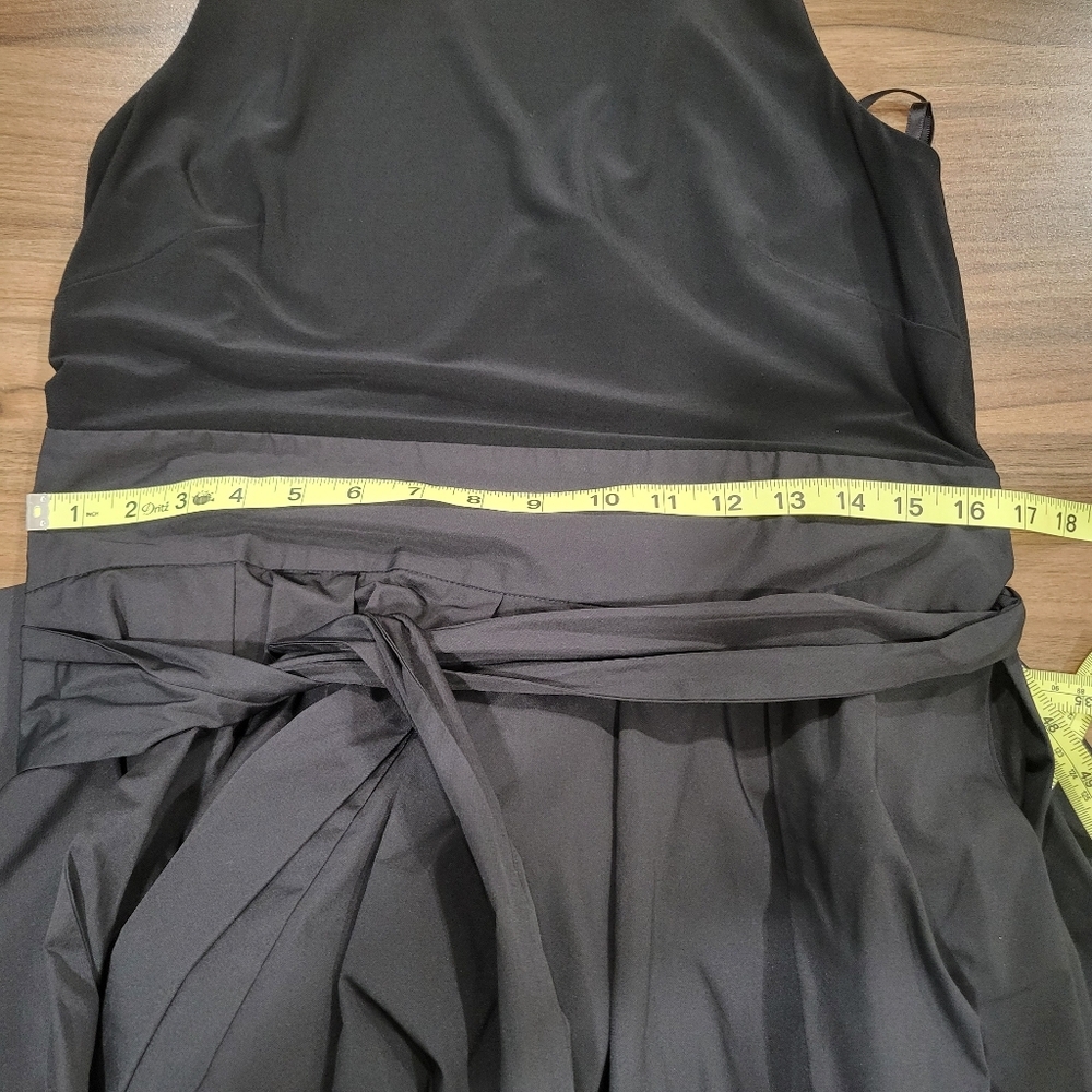 LRL RALPH LAUREN Black Sleeveless Dress Tafetta Full Skirt, Bow, Pockets Size 12 - Picture 8 of 11